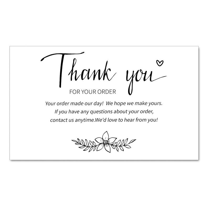 50-Pack White Thank You Greeting Cards for Holiday Gift Packaging and Decoration