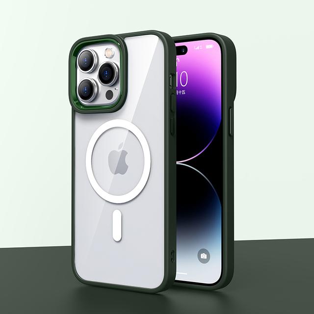 

Роскошный противоударный прозрачный чехол для телефона с металлической линзой и беспроводной зарядкой для Iphone 14 13 12 Pro Max с Magsafe For iPhone14 Pro Max