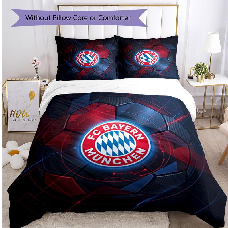 Bayern Munich Pattern Printed 3PCS Bedding Set Soft Skin-Friendly Washable Duvet Cover & Pillowcases Set All Season Bedroom