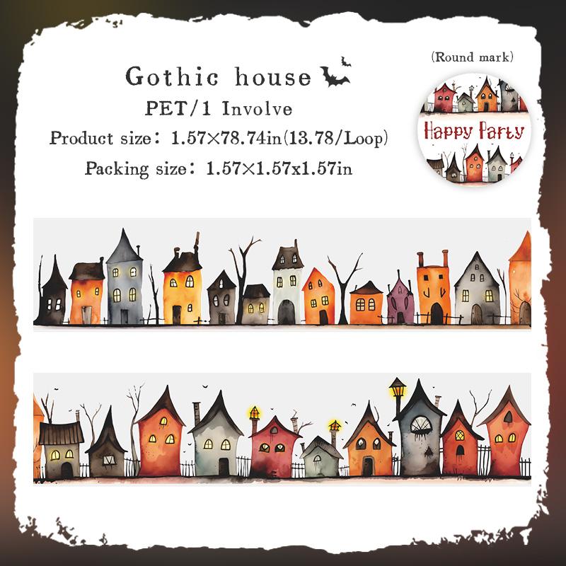 2m/roll Retro Halloween Party PET Stickers Creative Handbook Collage Decoration DIY Scrapbook Material Masking Tape