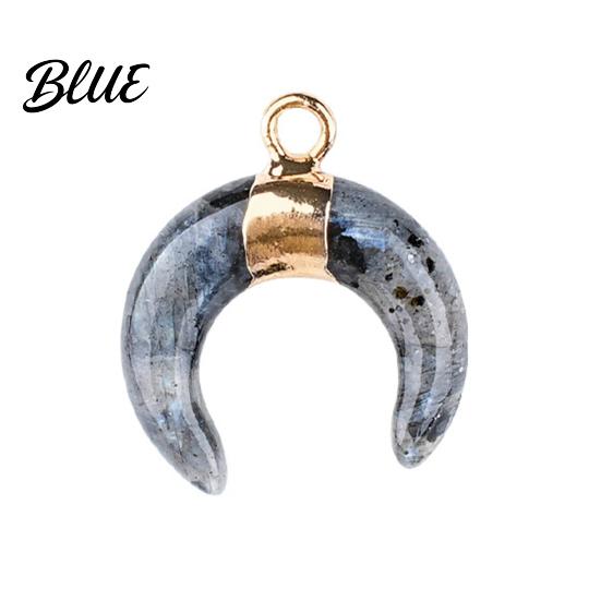 DIY Pendant Charm Gold-Plated Edging Crescent Horn Design Natural Imitation