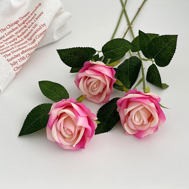 3/5Pcs Rose Branch Velvet Simulation Flower Valentine'S Day Wedding Decoration Hotel Torium Outdoor Garden Fake Flower