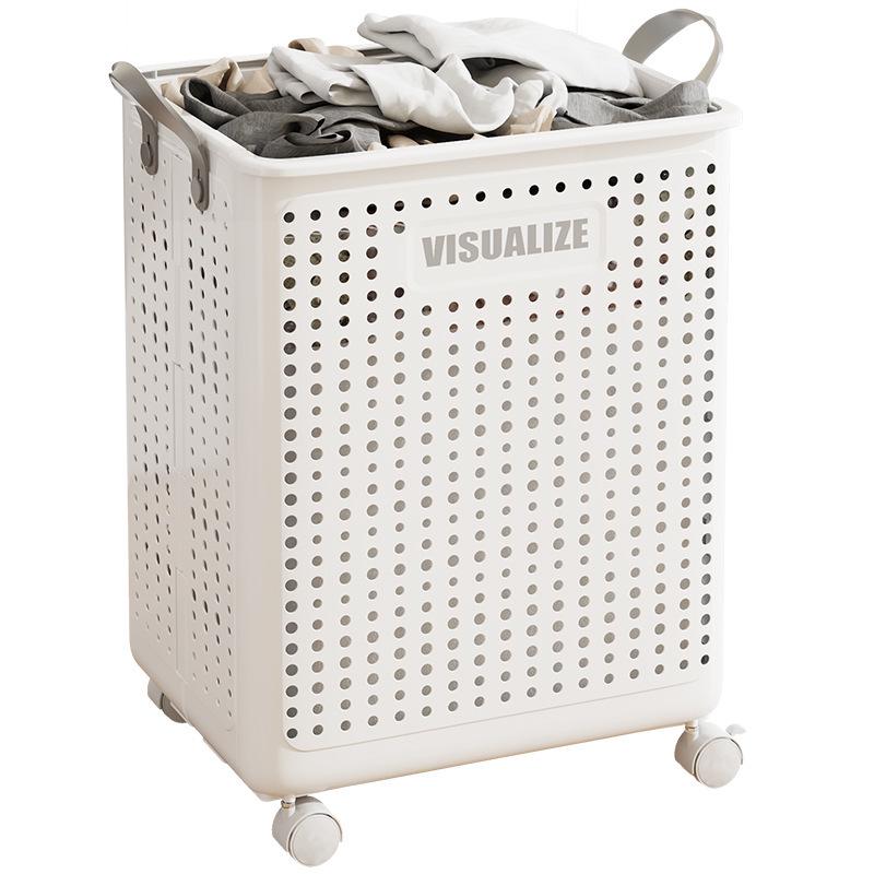 Foldable Laundry Basket with Wheels - Storage for Dirty Clothes