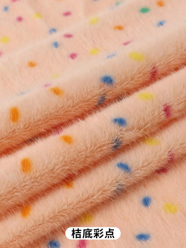 0.5/1/2 Yards Faux Fur Dot Printed Fabric for Sewing Cotton Dolls Warm Hats Plush Toys Decorative Cloth Handmade DIY Fabrics