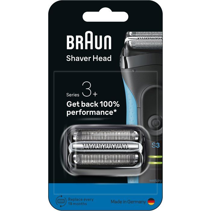 Tête de rasoir BRAUN Series 3+ - 2 grilles - Peigne MicroComb - 100 % fabriqué en Allemagne