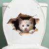 Peek-a-Boo Cat Animal Toilet and Wall Sticker Set Waterproof Self-Adhesive Removable Decal for Bathroom WC Decoration