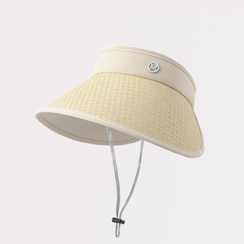 Summer New Hat Women's Big-brimmed Empty Top Hat Outdoor Cycling Sun Hat Portable Windproof Sun Hat