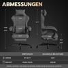 Gaming Chair Fabric Office Chair, Massage Gaming Chair with Headrest, Ergonomic Racing Gaming Seat with Footrest (dark grey)