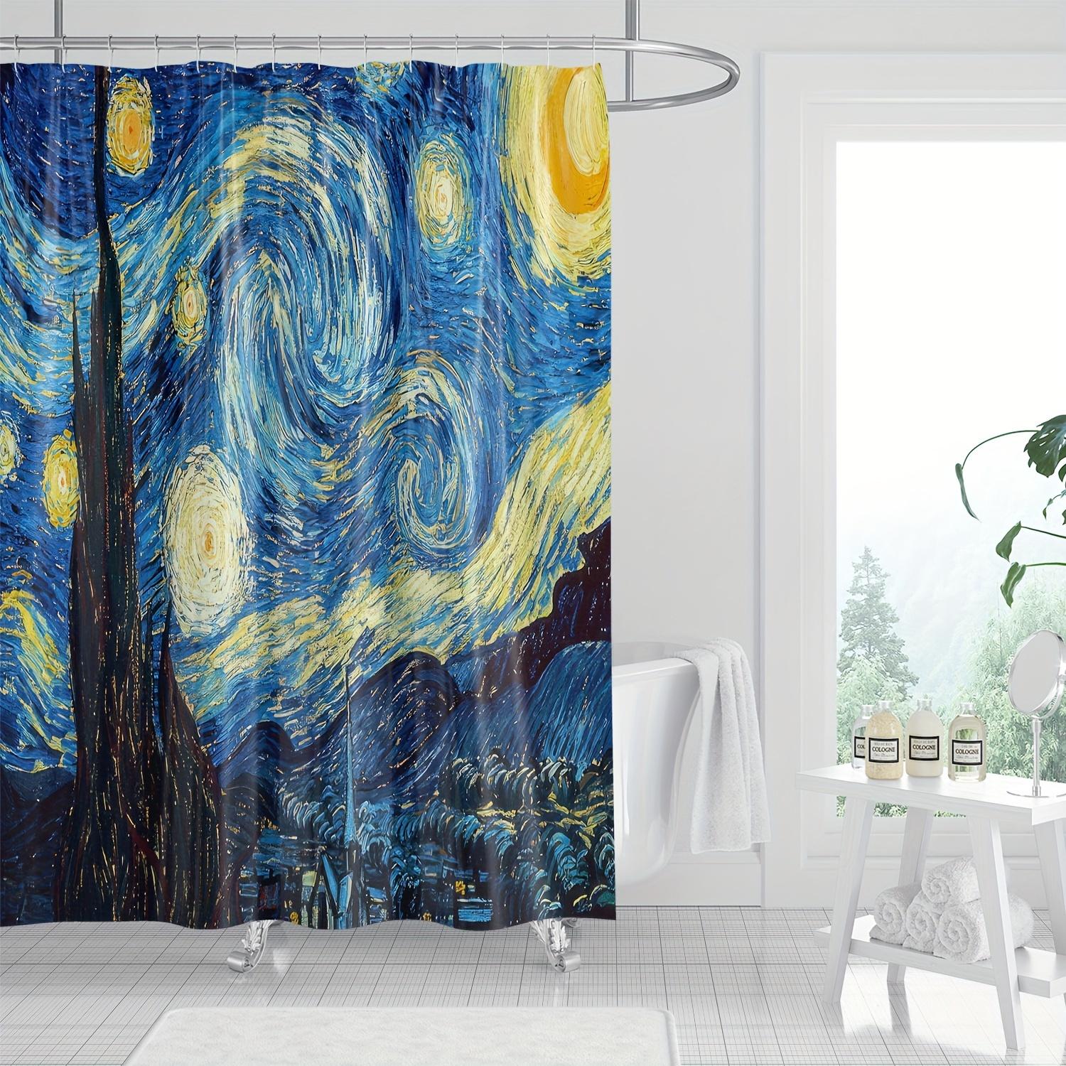 

A Starry Night Shower Curtain: Bring The Iconic Masterpiece To Your Bathroom With This Stunning Design, Featuring Swirling Stars W60H190(CM)-1 Pcs