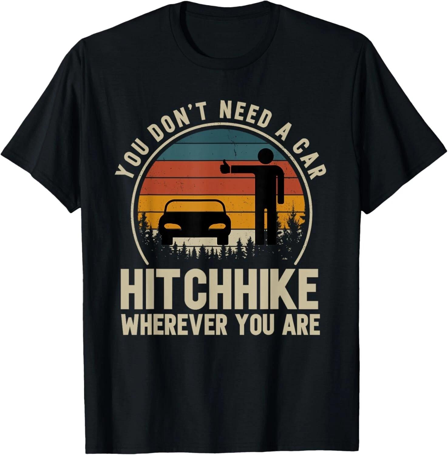 Retro Hitchhiking Hitcher Backpacking Apparel Tee Gift Unisex T-Shirt M