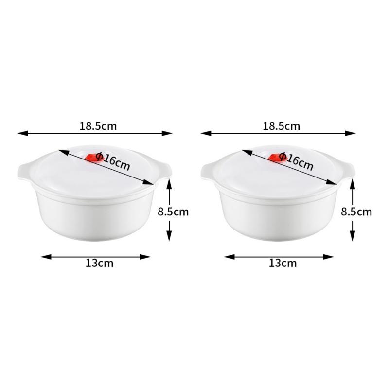 

2Pcs Two Ear Round Microwave Lunch Box Household Plastic Heating Fresh Keeping Box With Lid Steamed Bun Instant Noodles Bowl