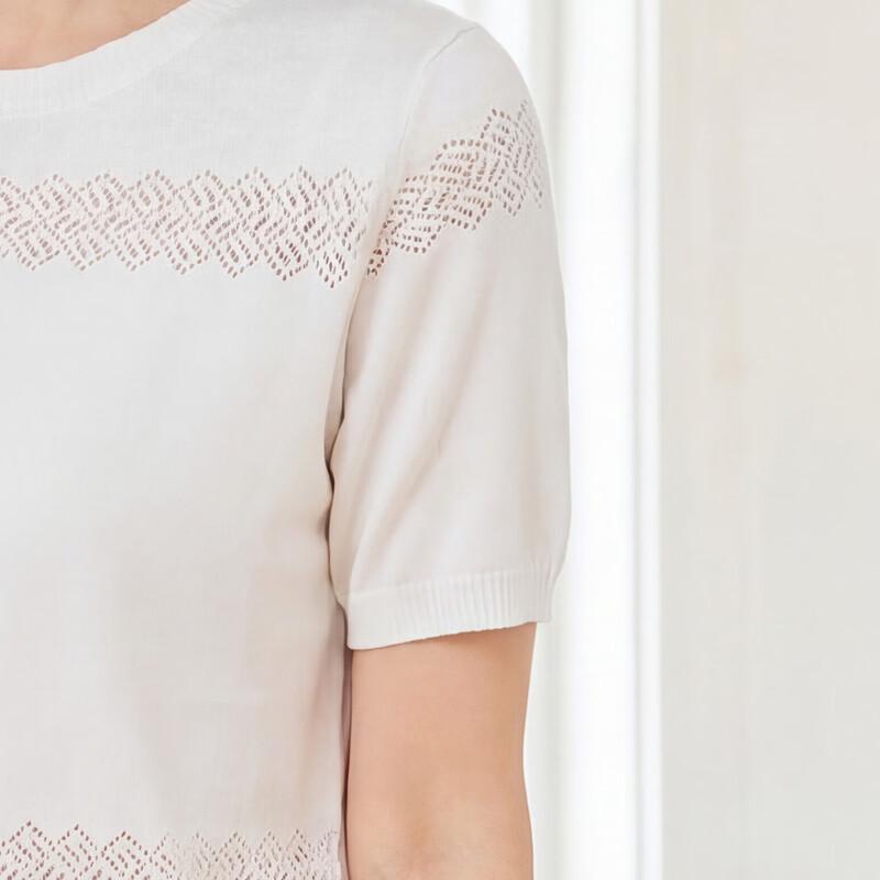 Women's Thin Loose Fit Short Sleeve Knit T-Shirt with Silk Blend