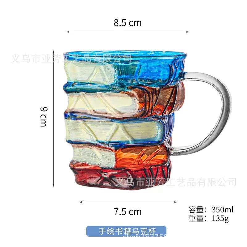Stained Glass Book Cup Creative Book Stacking Mug Coffee Cup Handmade