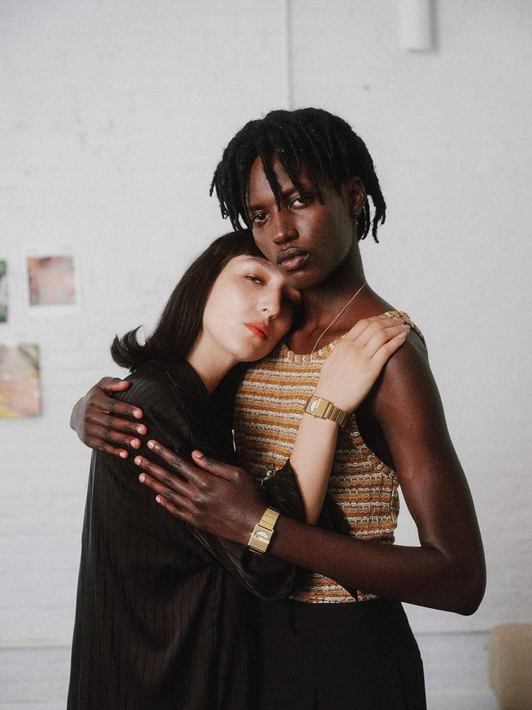 Breda Pulse Tandem Silver Watch for Men and 26mm Gold Women,