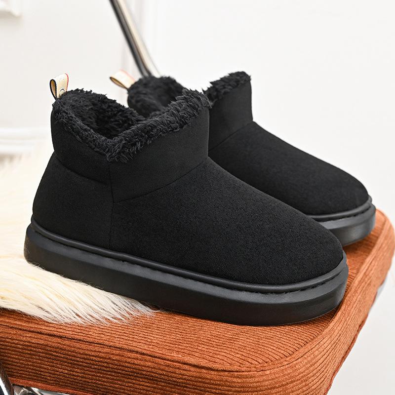 Winter New Simple Bag Heel Cotton Shoes Men's Piled Thickened Warm Thick-soled Fluffy Cotton Boots Women's Winter