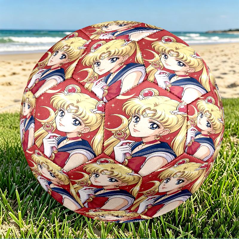 Sailor Moon Print Size 5 Soccer Ball, PU Wear Resistant Football for Match Training and Daily Practice, Birthday Gift for Soccer Fans
