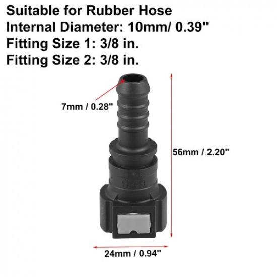 TWO  Fuel Line Quick Connect Straight Push-On Adapter Connector for 3/8 to 3/8