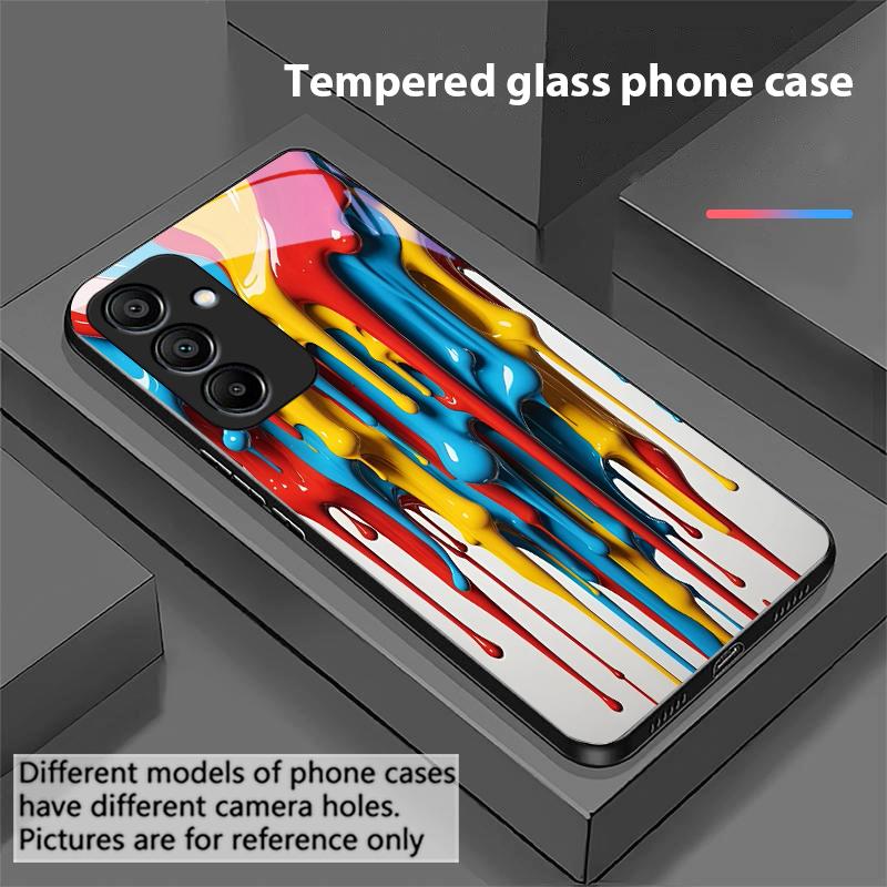 Color Ink Dot White For Samsung Galaxy A15 5G 54 4G 51 50 24 35 90 71 12 51 53 52S 80 22 34 Black Tempered Glass Phone Case