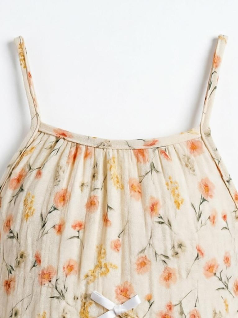 Toddler Girls Floral Spaghetti Strap Dress, Kids Summer Boho Casual Ruffle Hem Sundress for 1-8Y