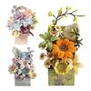 DIY Pfeifenreiniger Blumen Bastelset Kein Kleber Erforderlich Chenille-Stiele Blumenstrauß Bastelset für Zuhause Wohnzimmer Dekoration Muttertag Geschenk