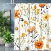 Yellow Flowers pattern Bathing Curtain  Bathroom Shower Curtain Waterproof With 12 Hooks Home Deco