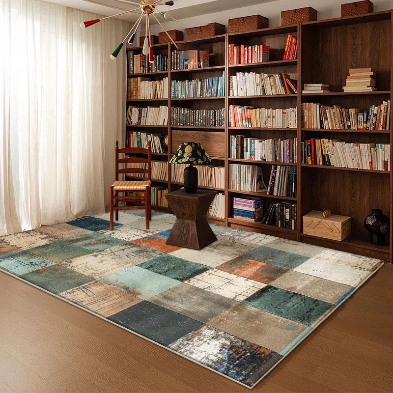Geometrischer abstrakter Teppich für Wohnzimmerdekor Arbeitszimmer zu Hause Große Flächenteppiche Schlafzimmer Bettseite Waschbar Rutschfest Weiche Bodenmatte