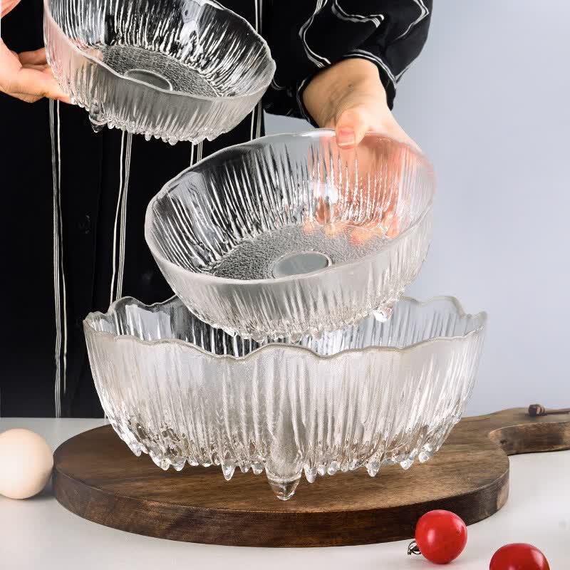Snowflake Irregular Glass Salad Bowls (Set of 2)