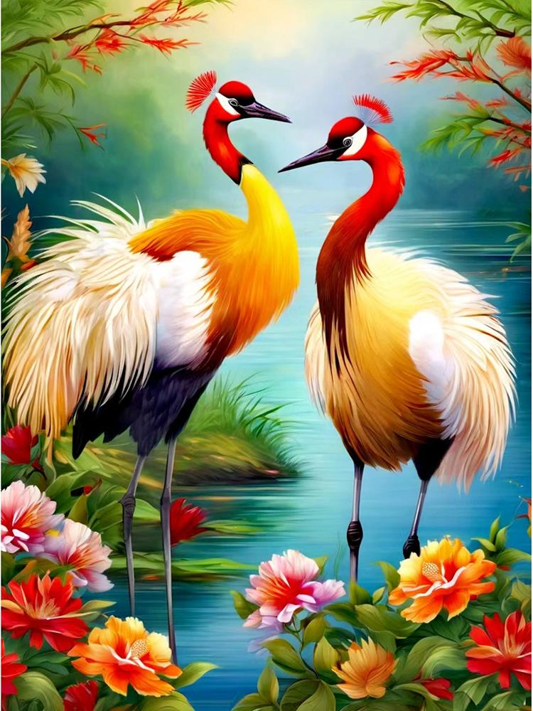 Animals 5D Diamond Painting Bird Red crowned Crane Diamond Inlay Set with Square/Round Embroidery DIY Home Decoration Gift