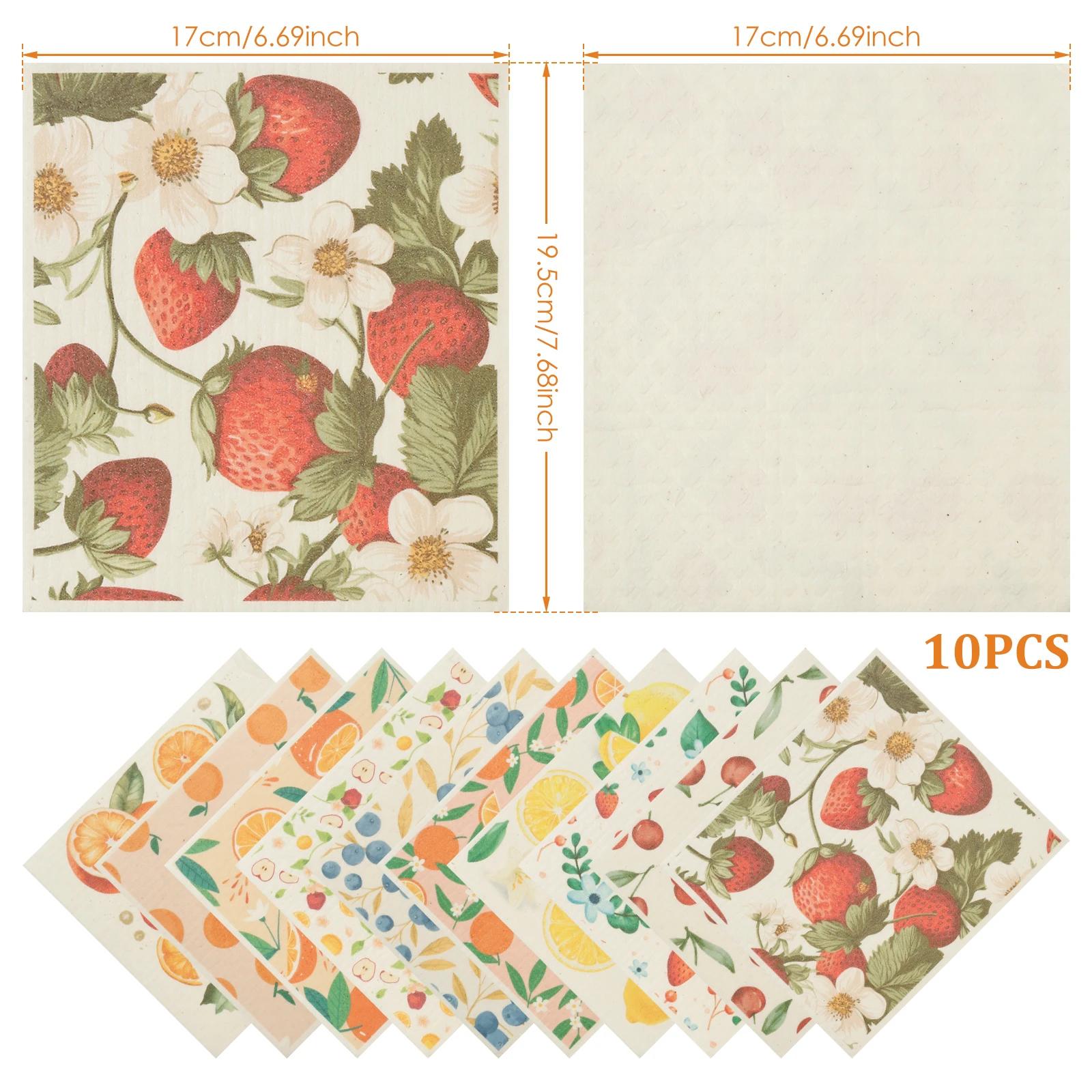 

10 шт. Кухонные полотенца для посуды Абсорбирующие салфетки для мытья посуды Многоразовые салфетки для мытья посуды Моющиеся кухонные тряпки Кухонные безмасляные чистящие средства