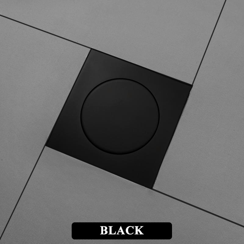 

10x10CM Нажимной ножной слив для пола, латунный слив для ванны, дезодорант, противозасорный фильтр, черный квадратный душ, заглушка для ванной комнаты
