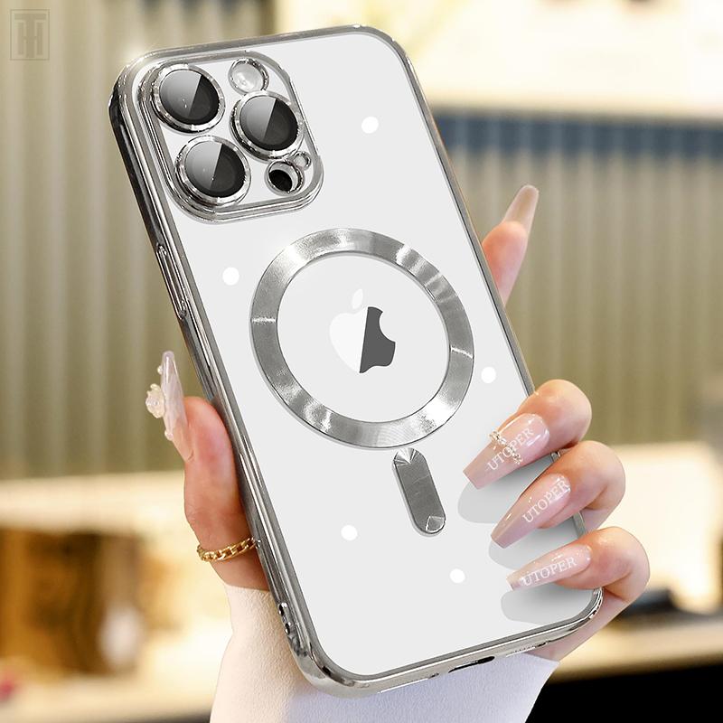 

Новый прозрачный магнитный чехол Magsafe для iPhone 15 14 13 12 11 Pro Max Plus, силиконовый пыленепроницаемый сетчатый противоударный защитный чехол Magsafe For iPhone 12 Pro