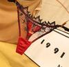 Ksila Sexy Underwear with Jelly and Lace Women's T-Back Panties, Lines, Thongs, Lace, (Free Size, Red)