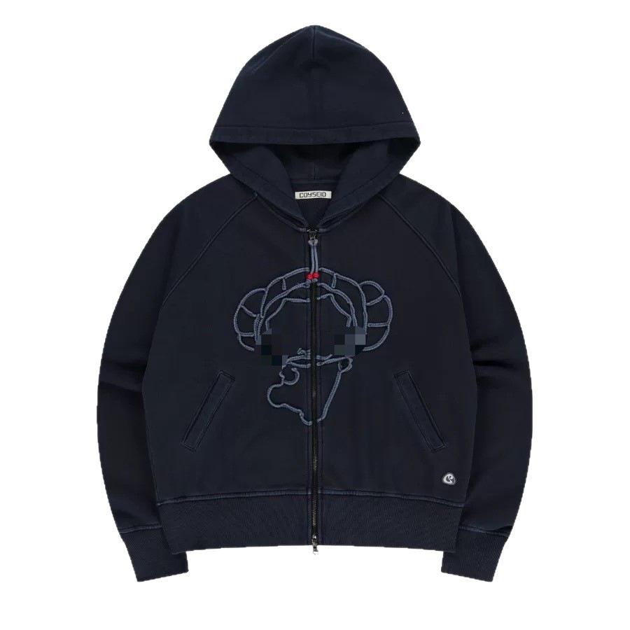 Korean Niche Trendy Autumn/Winter Academy Style 3D Cartoon Zipper Hooded Sweatshirt.
