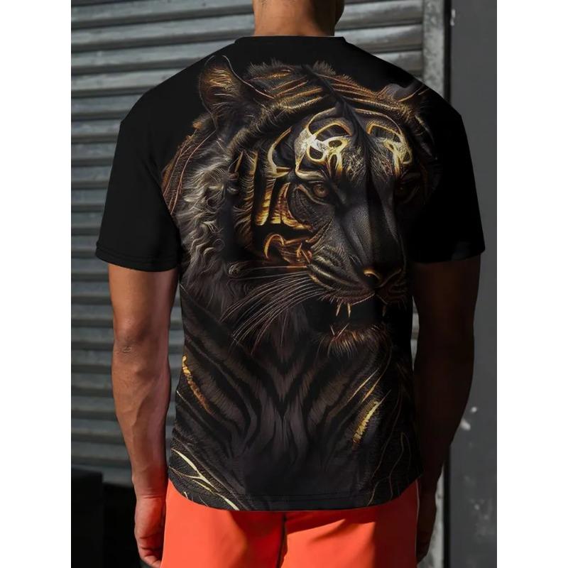 3D Printed Cool Tiger T-Shirt for Men Animal Pattern Tees Summer Street Short Sleeve Round Neck Tops Fashion T Shirts