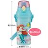 Skater Children's Water Bottle, 480ml, Direct Drinking, Plastic, One-Touch Operation, Dishwasher Safe, Made In Japan, Disney Ariel, 24 Years Old, Girl