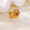 Wind Flower Open Ring Women's Stainless Steel Gold Fashion Adjustable Bracelet Ring Trendy