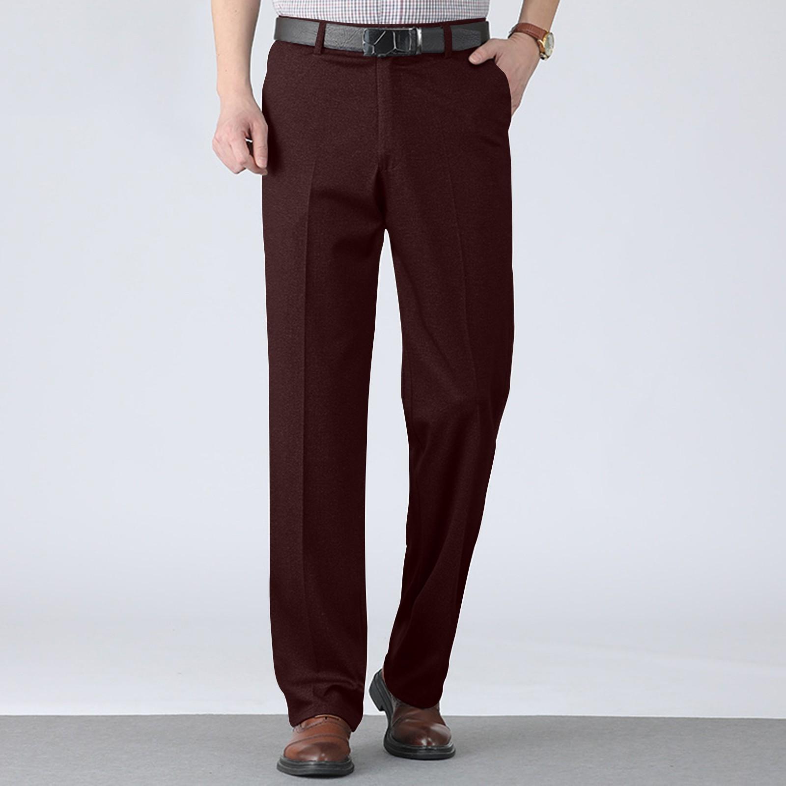 

Осень и зима Толстые летние тонкие классические брюки Повседневные брюки Длинные брюки с высокой талией Мужские брюки Эластичные XL винный