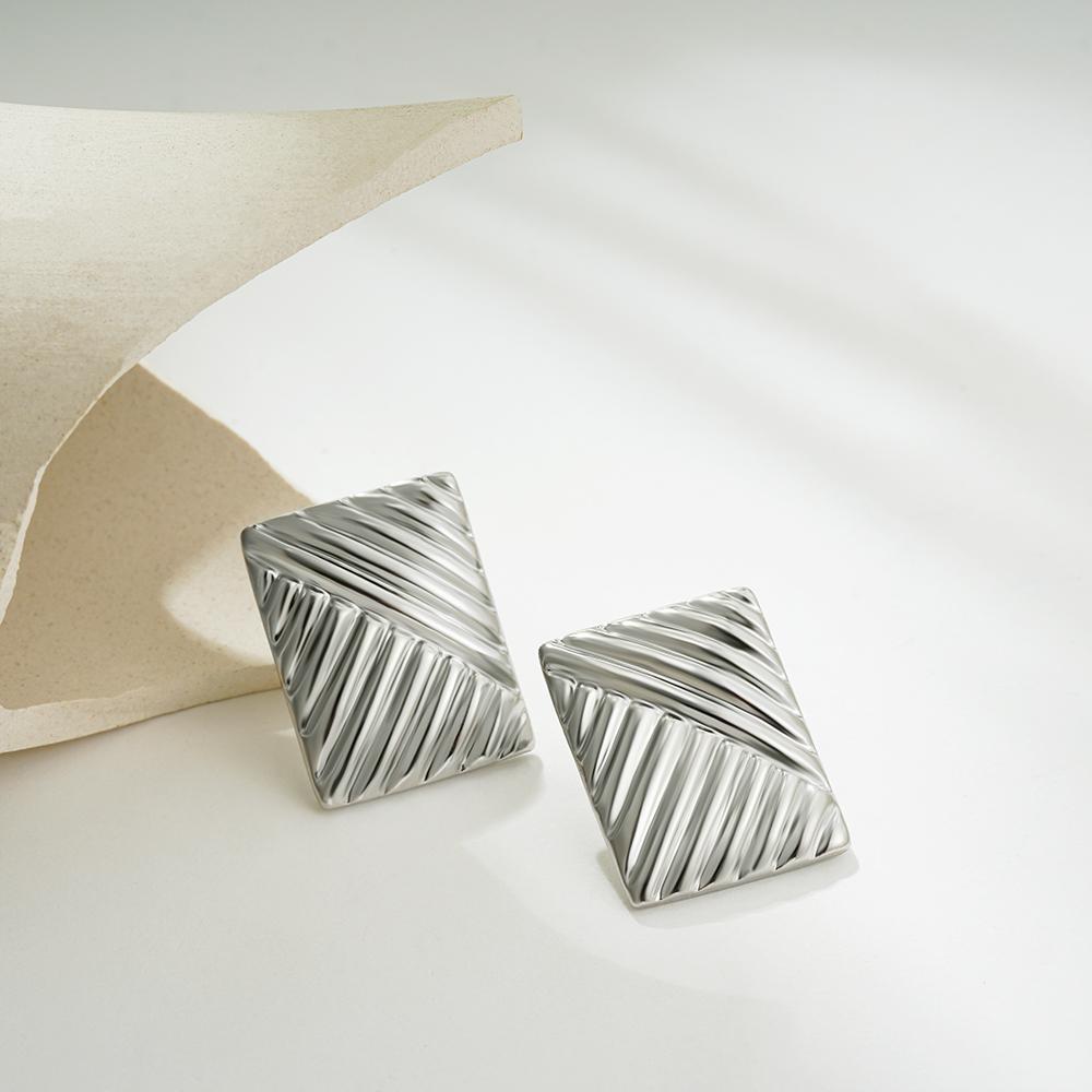 Fashion Glossy Three-Layer Textured Intersecting Knot Earrings for Women Gold Color Stainless Steel Earring Vintage Jewelry Gift