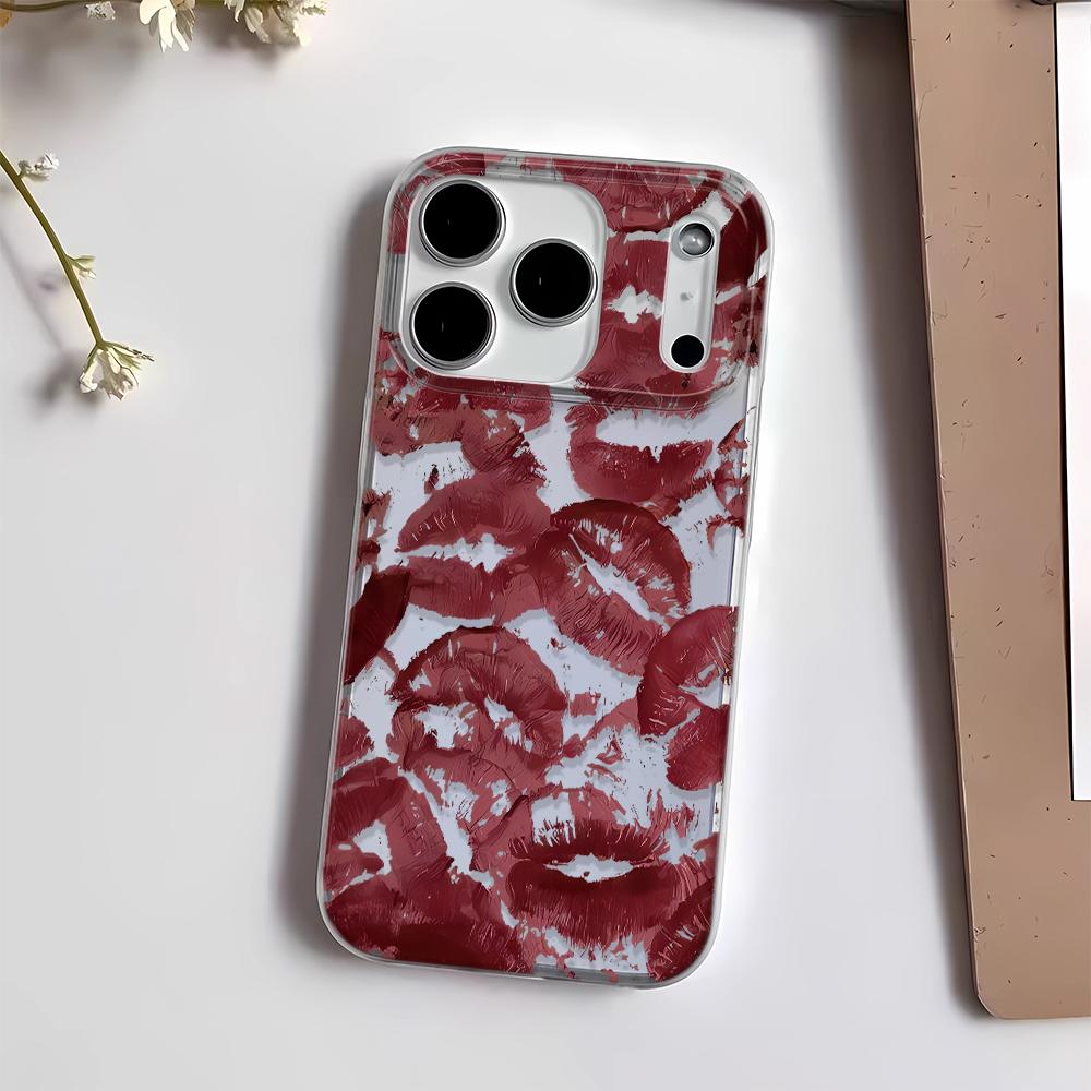 Ultra Slim Phone Case For Iphone 14 16 17 Air 15Plus 12 13 11 Pro Max Protective Thin Shell Sexy Red Lips Durable Flexible Cover