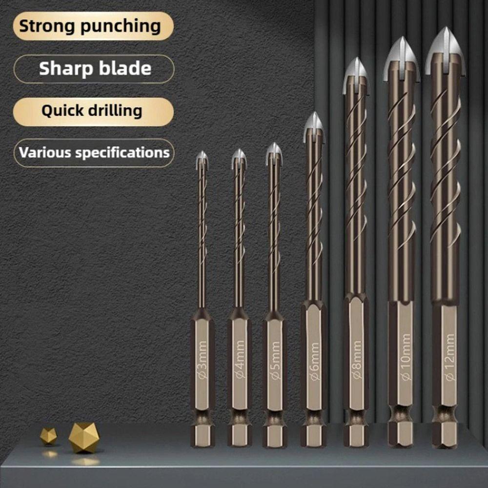 

Four-Edged Cross Tile Drill Bits Set 3 -12mm Hole Opener Durable Screwdriver Drill Bits Wood 7Pcs/set