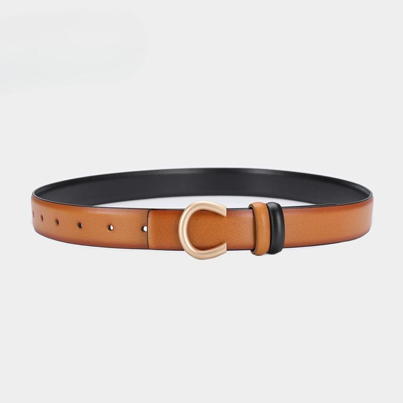 Genuine Leather Belt Versatile Buckle Belt Korean Women's Cowhide Suit Coat Jeans Belt