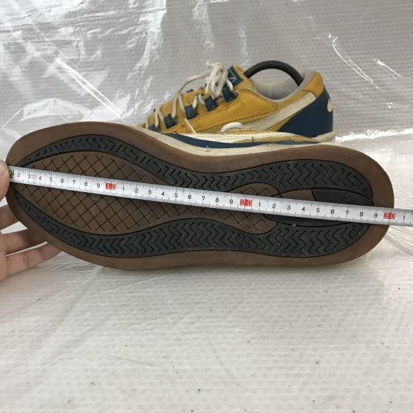 90er Vintage PUMA Indonesien Leder-Sneakers 27.5 gelb marineblau seltene Turnschuhe(GEBRAUCHT)