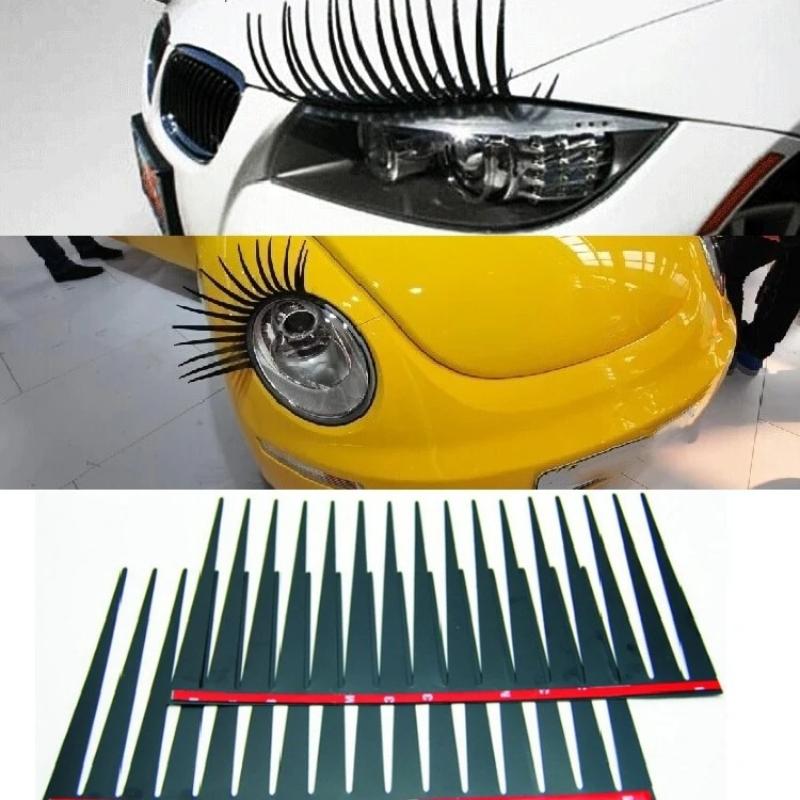 Car Headlight Eyelashes Stickers - Black PVC Eyebrow Stickers Exterior Body Decoration Accessories