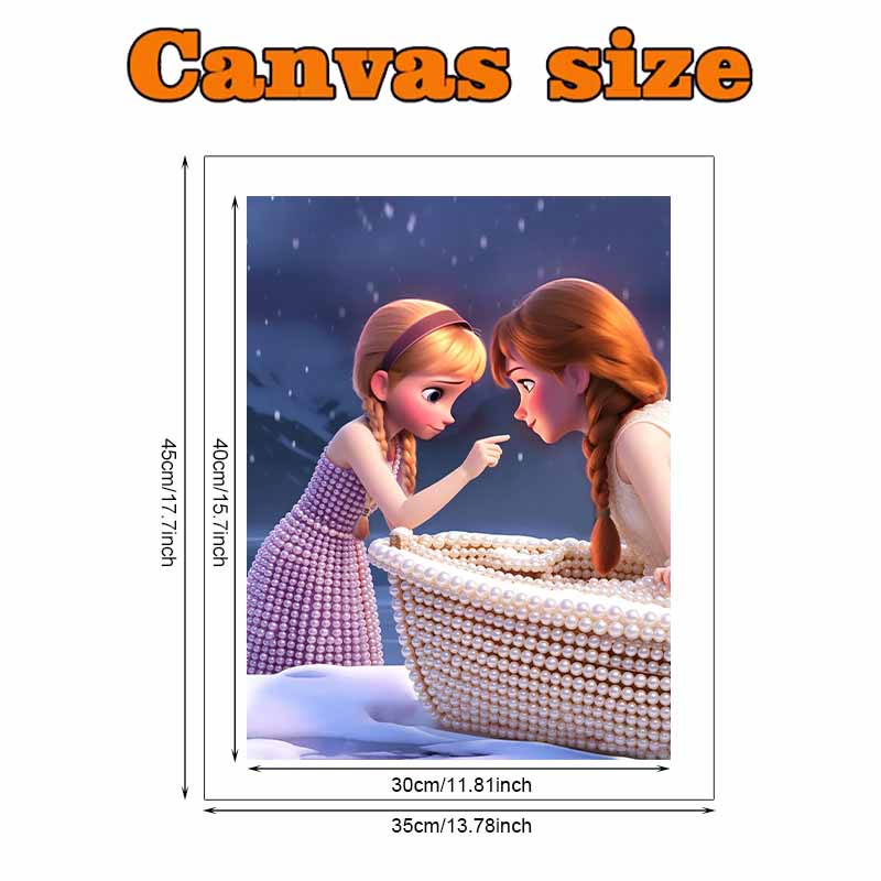 Disney Pearl Art Painting Frozen Elsa and Anna Handmade diy5D Pearl Gem Painting Pictures Crafts Special Shape Home Wall Decoration