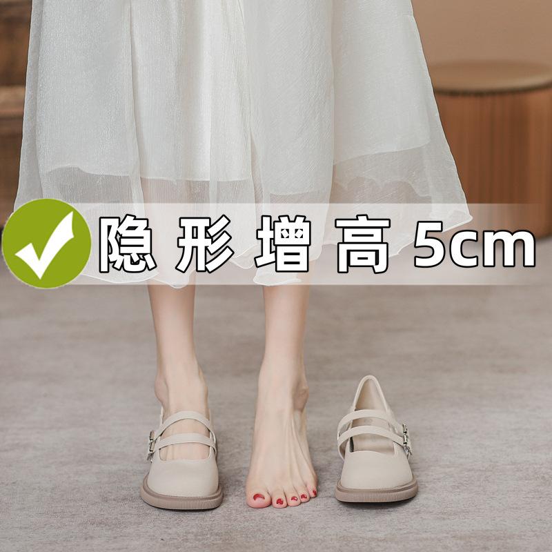 2025 new French Mary Jane shoes inner height increase women's shoes small size 313233 single shoes British style platform small leather shoes