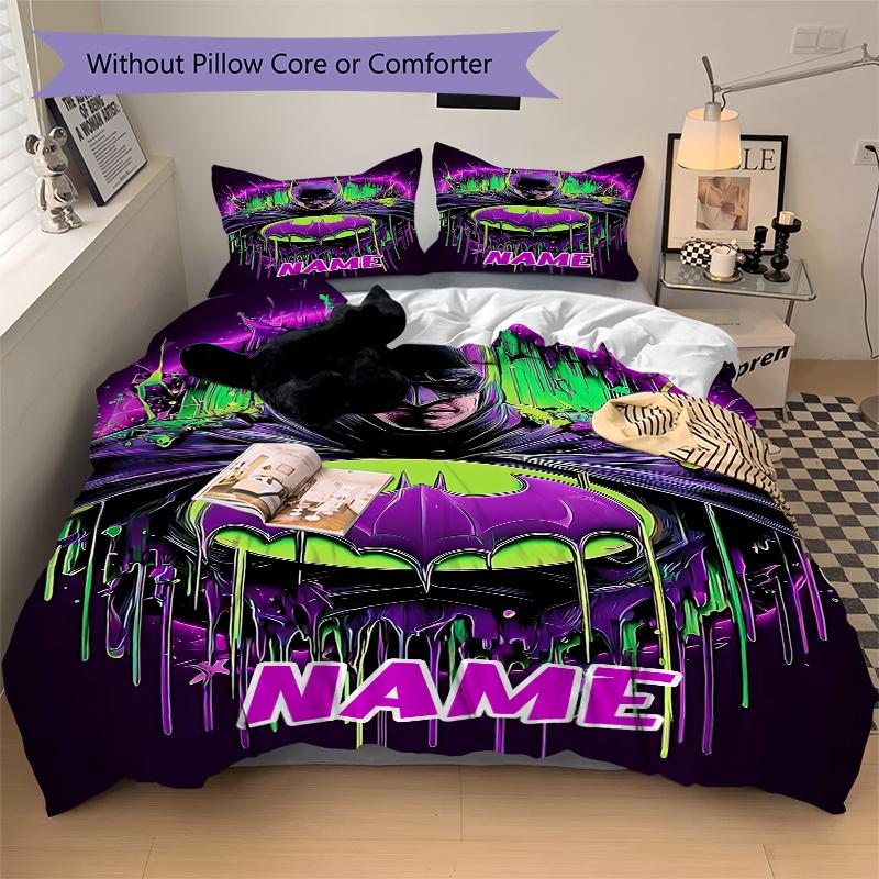 Custom Textile Batman Moon Bedding 3 Piece Set HD Print Duvet Cover Pillowcases for Teens Adult Bedroom Decoration
