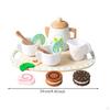 Service à thé en bois Pastel Jouet avec plateau pour jeunes enfants, enfants d'âge préscolaire, salle de jeux, garderie