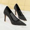 Women'S Pumps And Heels Rhinestone Mesh High Heels For Women Pointed Toe Light Luxury Dress Wedding Shoes Stiletto Single Shoes