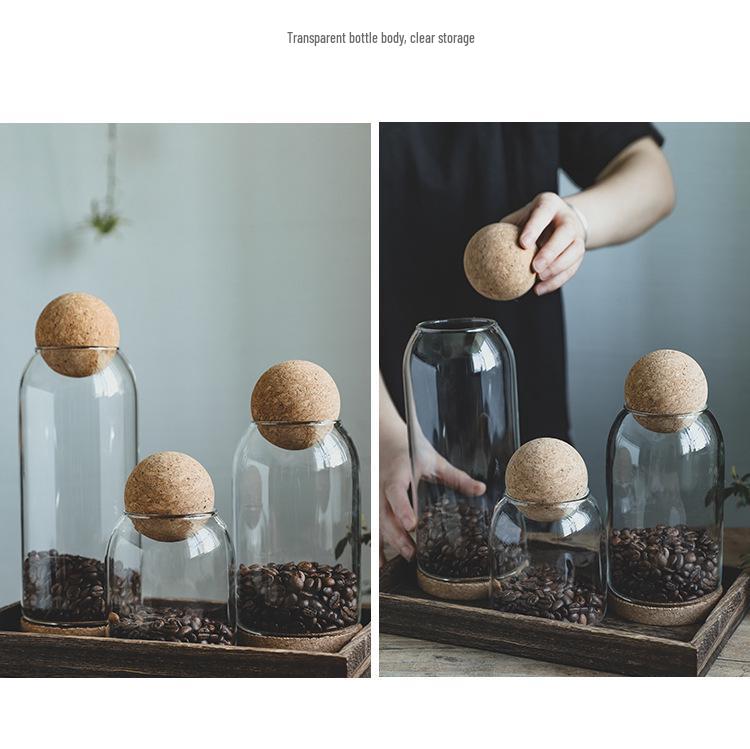 Cork Stopper Glass Jar for Coffee, Dried Fruit, and Grains Storage