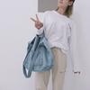 IELGY Denim Bag Large-Capacity One-Shoulder Messenger Korean Version Trendy All-Match Handbag